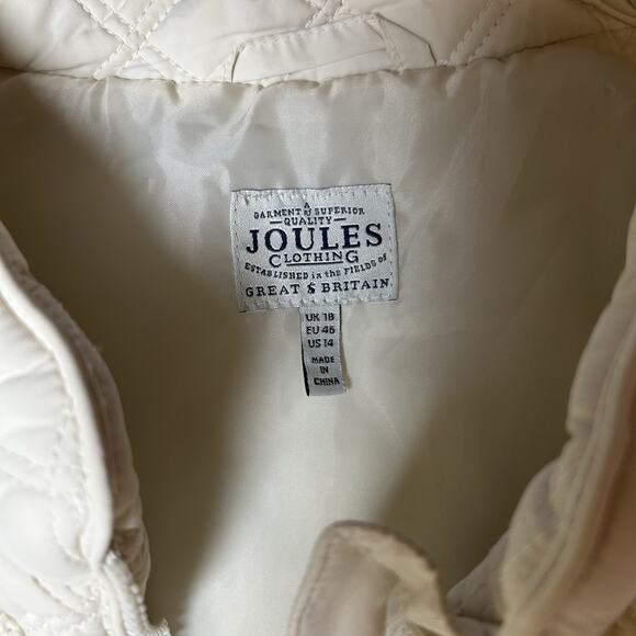 Joules Womens's Quilted Ivory Vest Gilet Pockets Sz 14 Preppy Equestrian Puffer - Picture 3 of 11